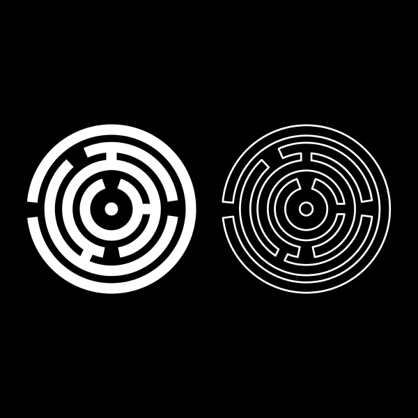 round labyrinth circle maze icon white