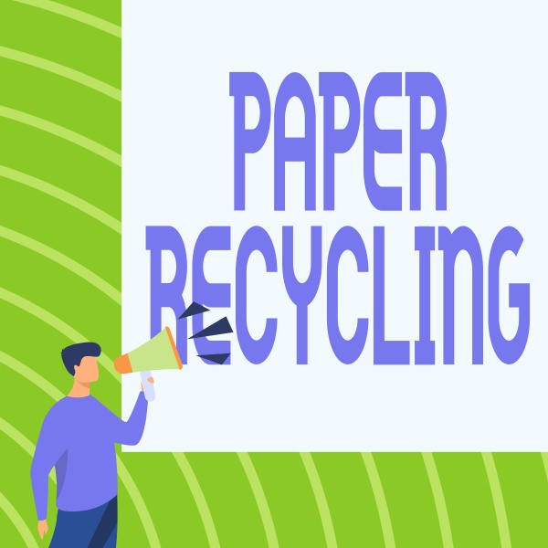hand writing sign paper recycling