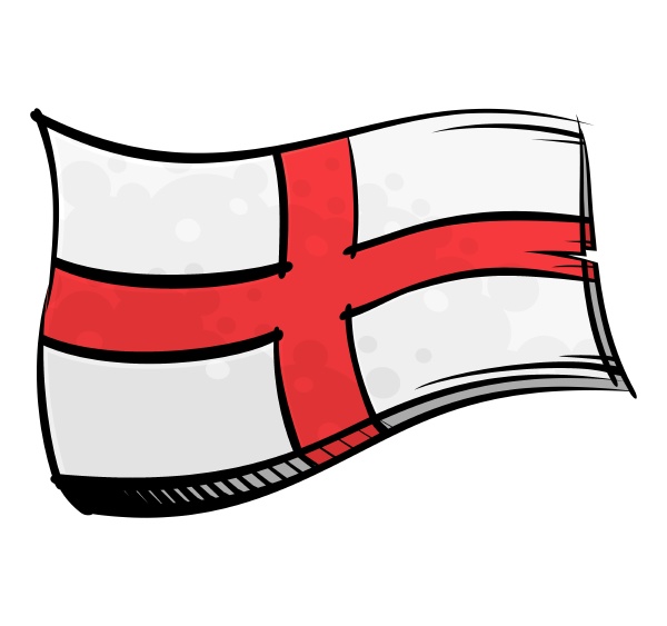painted england flag waving in wind