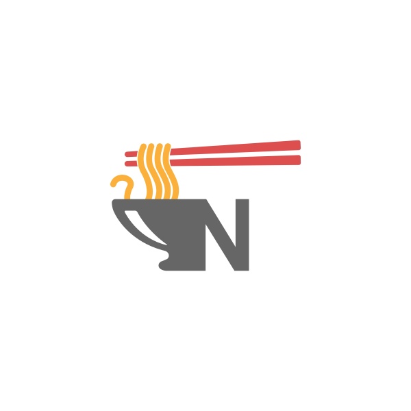 letter n with noodle icon logo