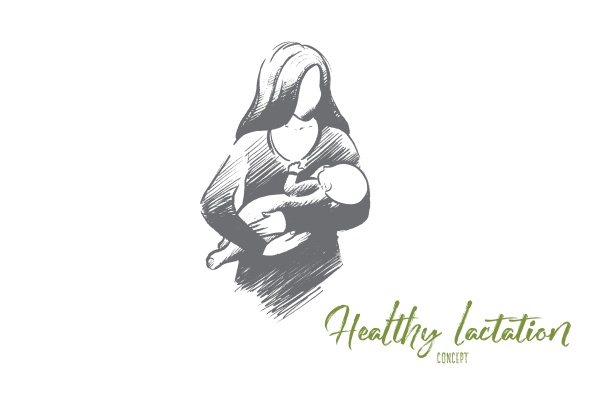 healthy lactation concept hand drawn