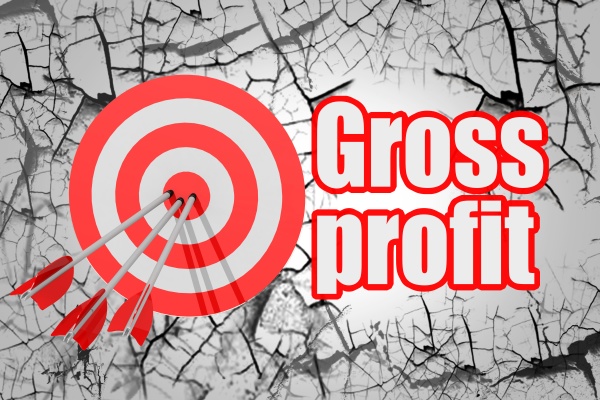 gross profit word with red arrow