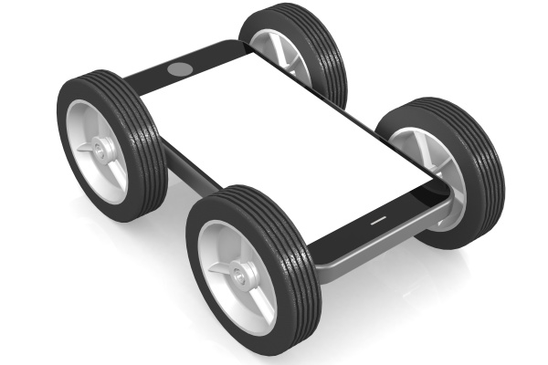 modern mobile phone on wheels