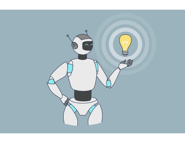 robot or humanoid hold lightbulb generate