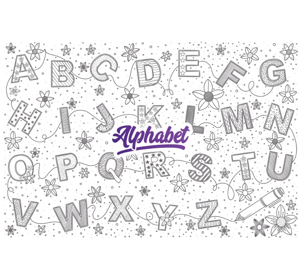 alphabet doodle set with bright lettering