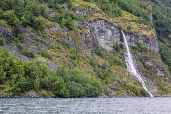 waterfall in aurlandsfjord aurland sognefjord in
