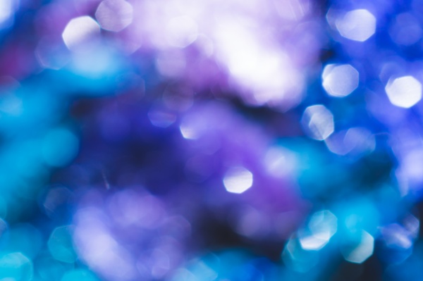 festive background with blue bokeh lights