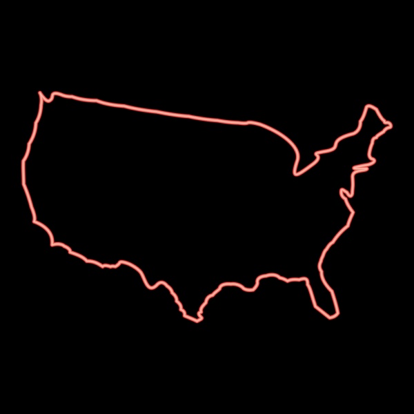 neon map of america icon black