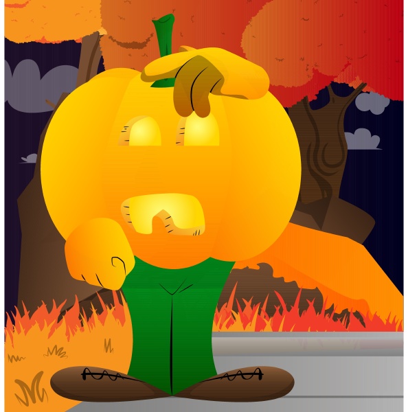 decorative pumpkin for halloween confused