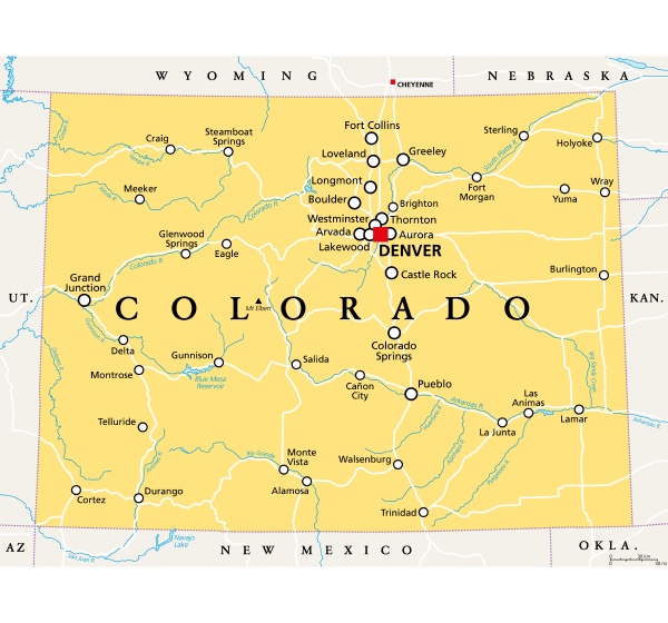 Colorado CO political map US state nicknamed The - Royalty free photo ...