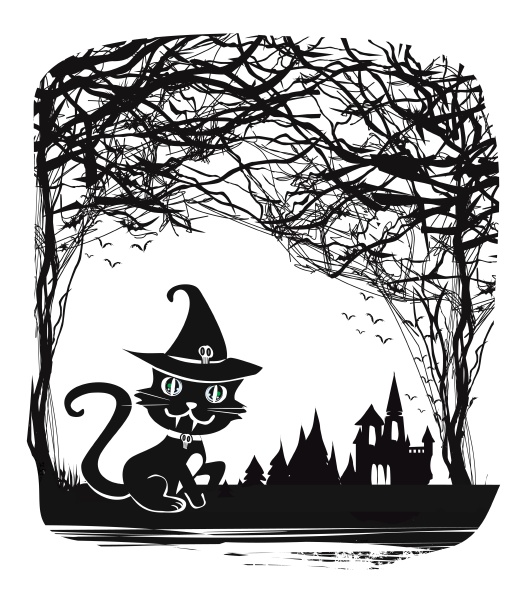 halloween witch black cat