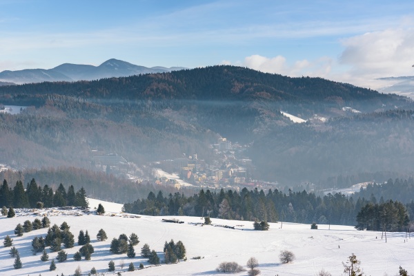 winter foggy landscape of beski sadecki
