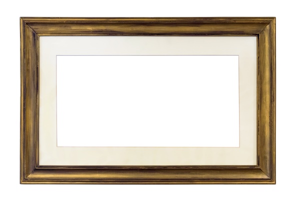 wooden picture frame with beige passepartout