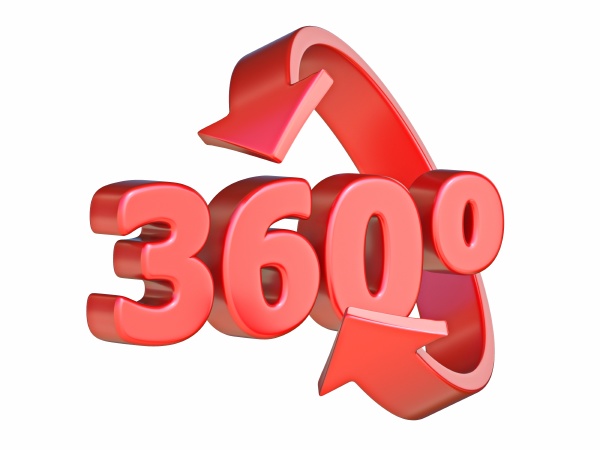red 360 degree rotation icon 3d