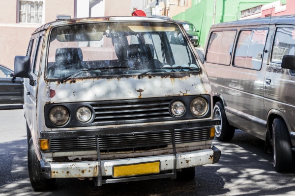 old dirty rusted van car