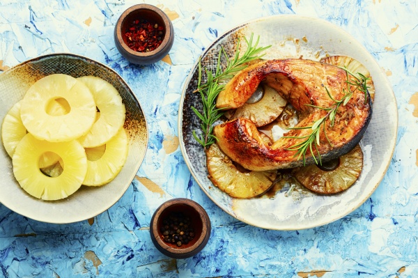 grilled salmon with pineapple seafood