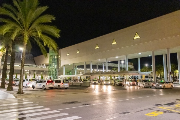 palma airport at night on the