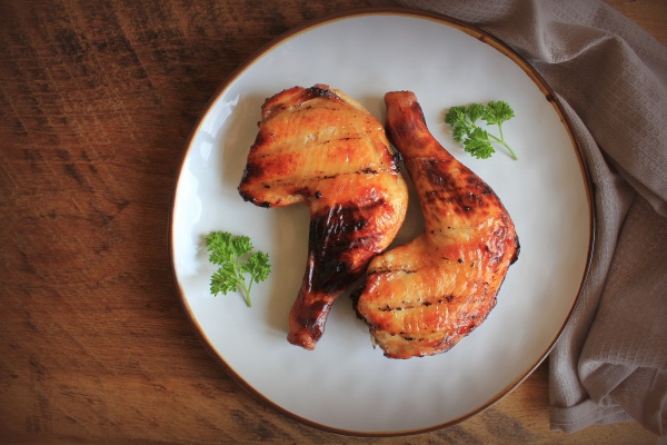 grilled chicken leg quarters with crispy