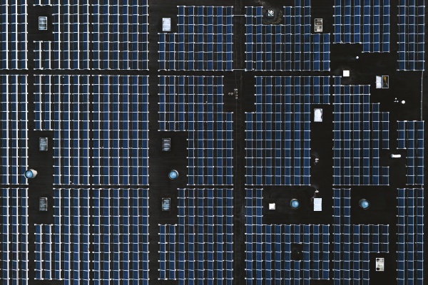 aerial top down view of solar