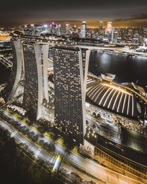 aerial view of marina bay in