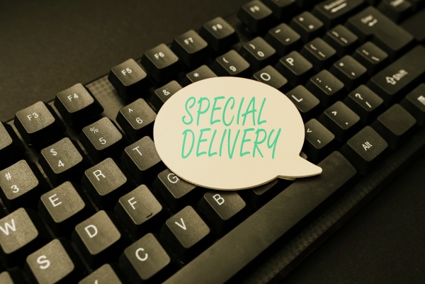 writing displaying text special delivery