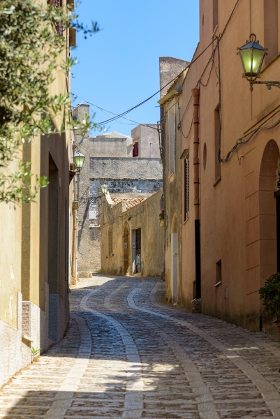 narrow street in erice town on
