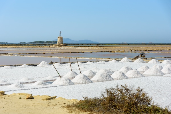 salt evaporation pond on sicily island
