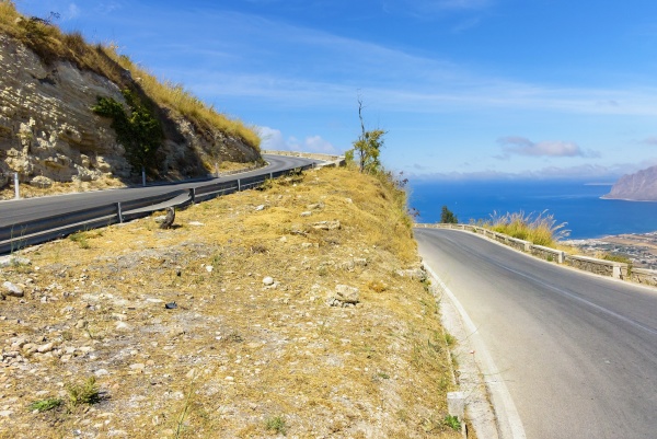 winding road to erice town on