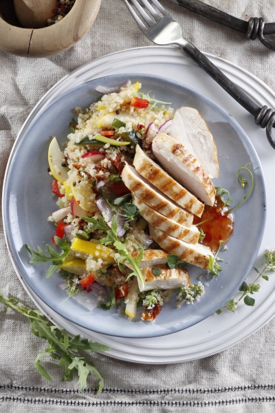 healthy salad with quinoa and grilled