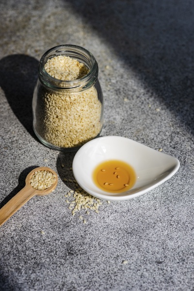 healthy food concept with sesame seeds