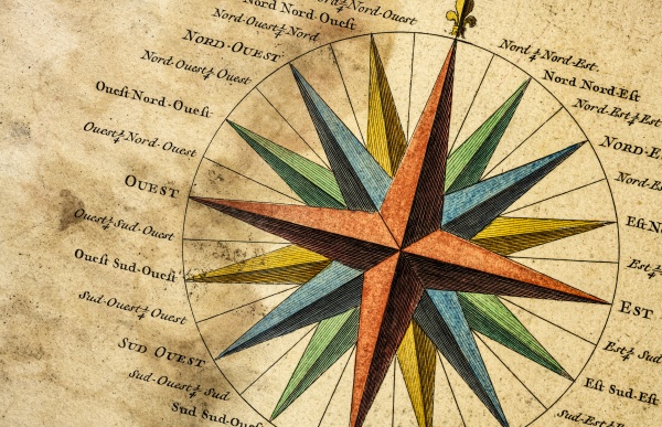 ancient illustration of compass rose and