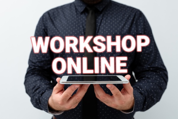 text caption presenting workshop online