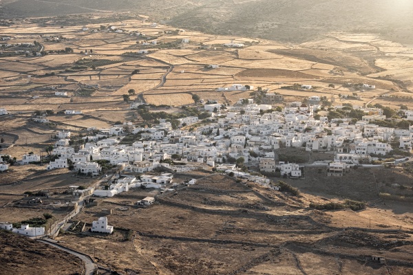 small greek village at sunset