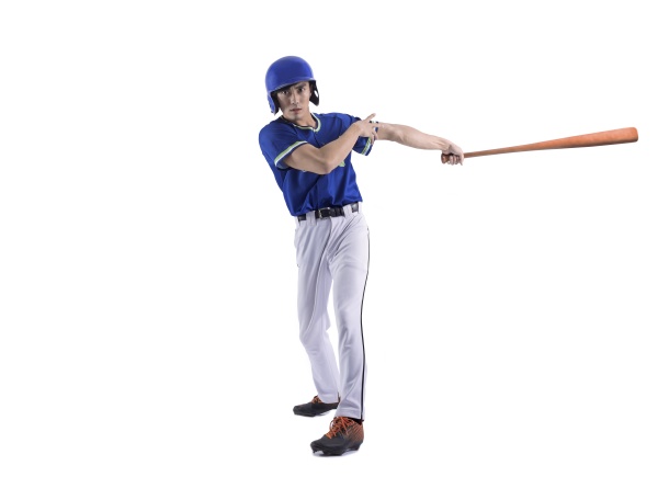 baseball player in action and isolated