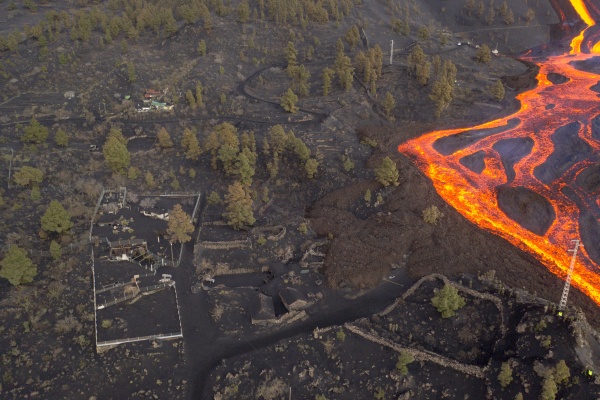 aerial top down view of lava