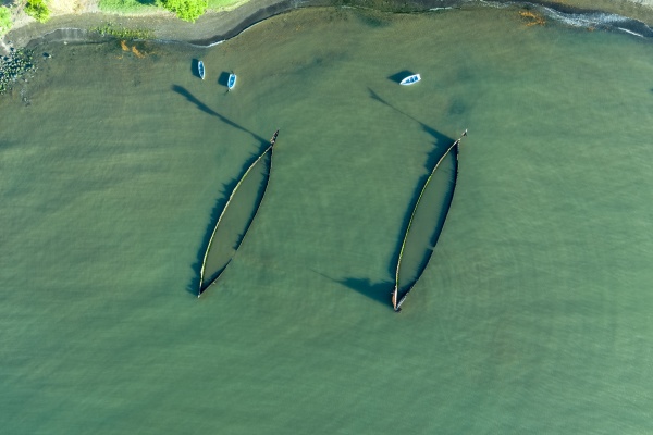 aerial view of a ship wreck