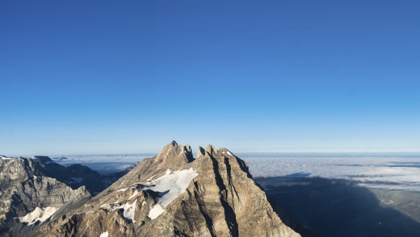 aerial view of mountain peak with