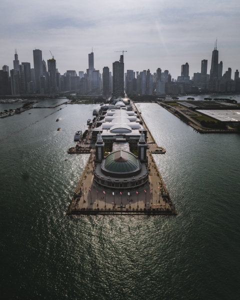 aerial view of navy pier in