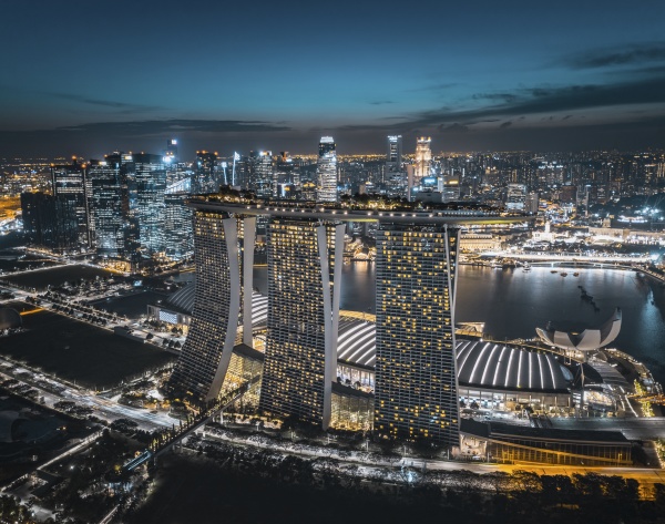 aerial view of marina bay in