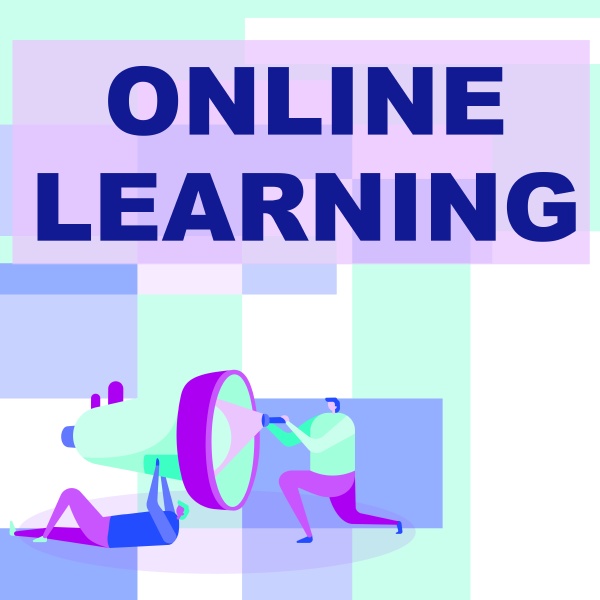 sign displaying online learning concept
