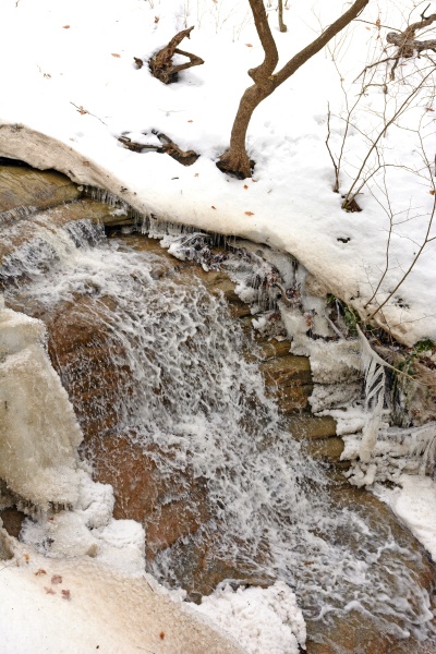 serene cascade rambling through the snow
