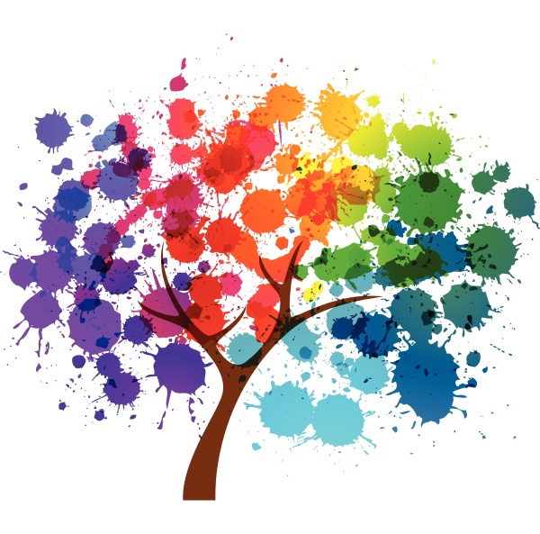 paint tree clipart on white background