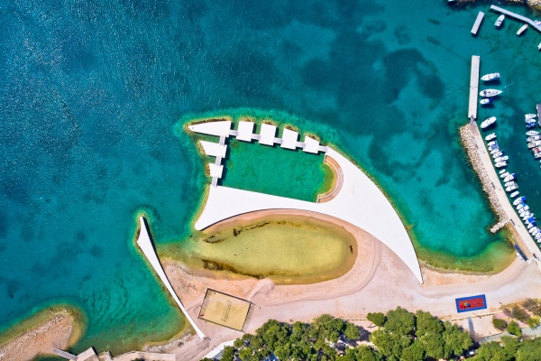 aerial view of scenic adriatic beach