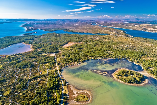sibenik archipelago aerial view and scenic