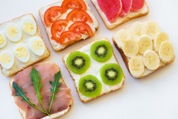 bright mix sandwiches for breakfast fruit