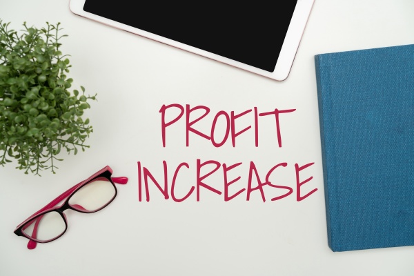 handwriting text profit increase business