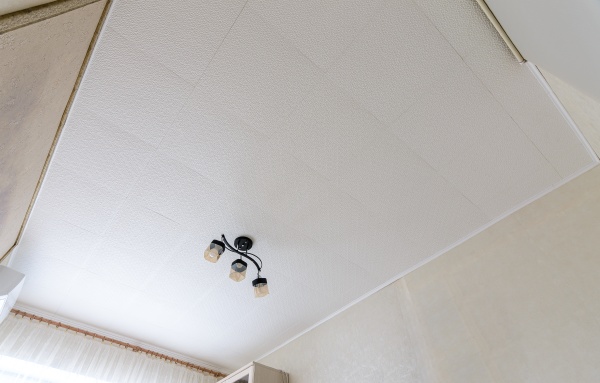 modest ceiling with glued ceiling tiles