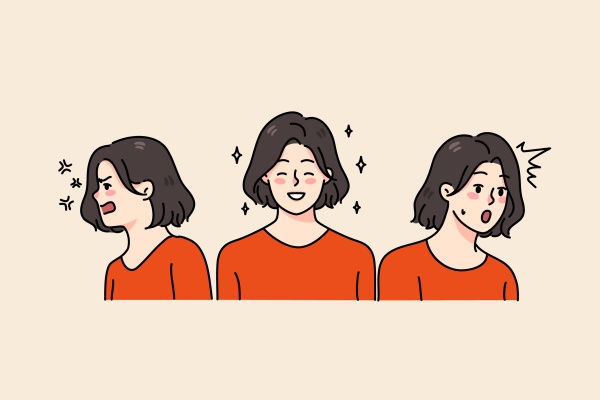 young woman having different emotions