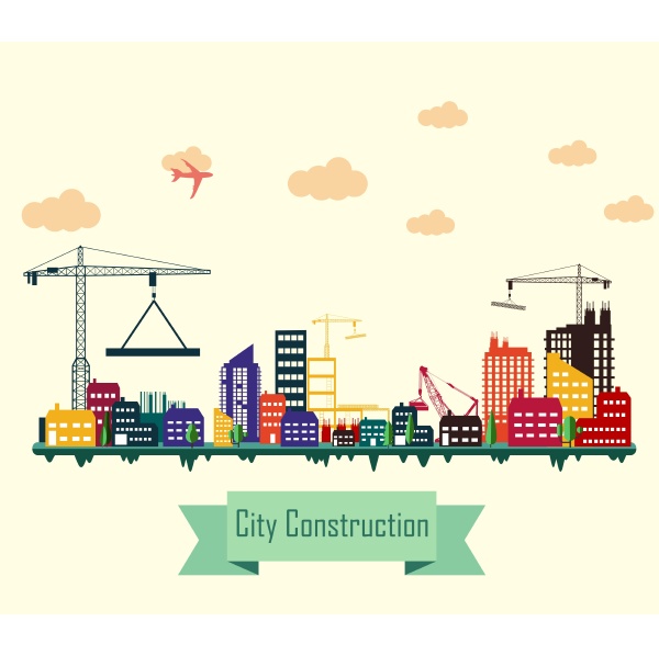 vector illustration of colorful construction site