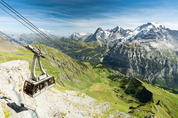 scenic view of schilthorn cableway and